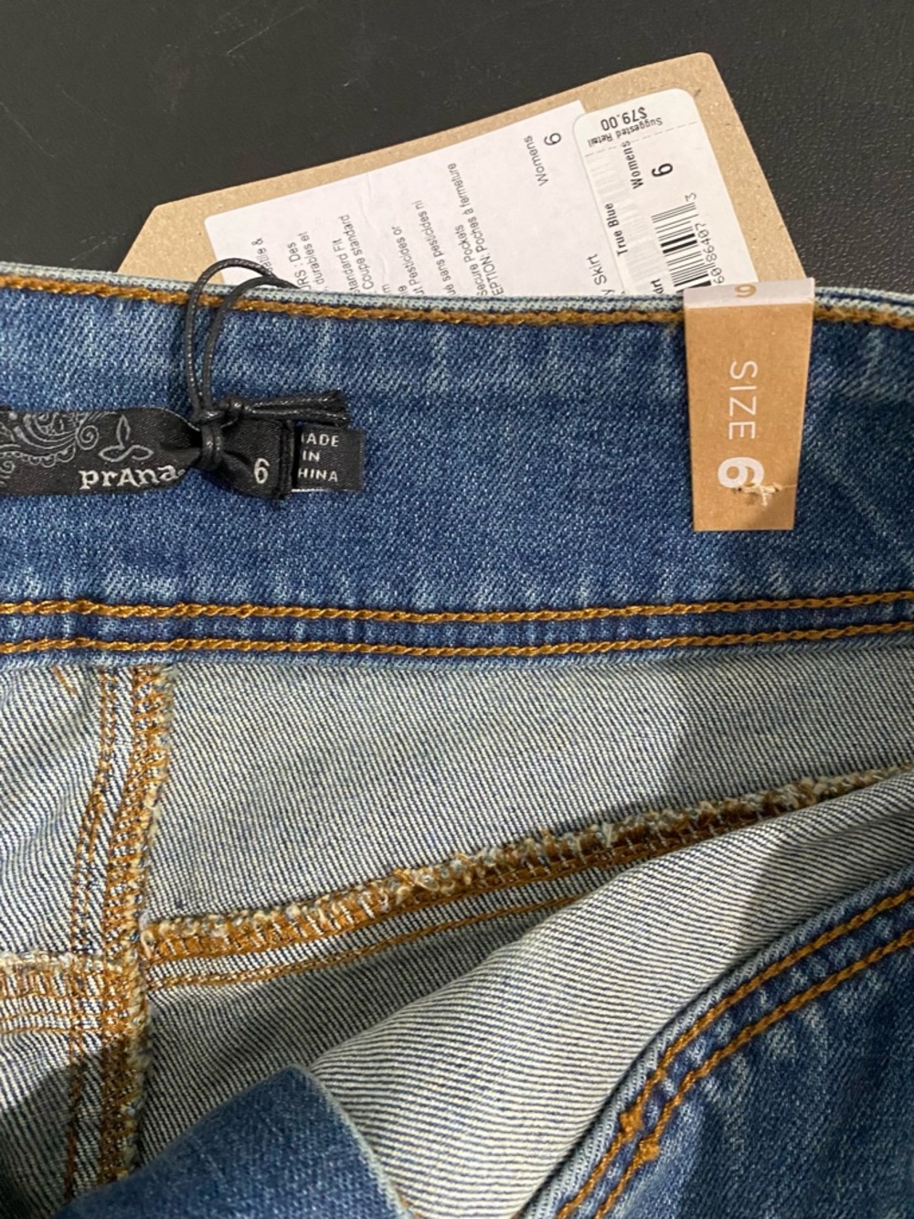 Prana New Organic Cotton Stretch Denim Cargo Mini Skirt Size 6 Medium Blue - Picture 8 of 11